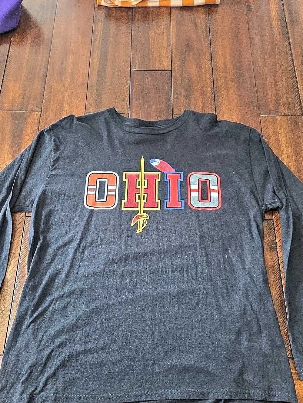 Port & Company OHIO Sports Fans Black Long Sleeve Shirt.